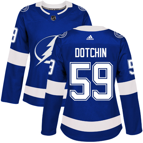 Women's Adidas Tampa Bay Lightning #59 Jake Dotchin Authentic Royal Blue Home NHL Jersey