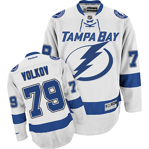 Men's Reebok Tampa Bay Lightning #79 Alexander Volkov Authentic White Away NHL Jersey