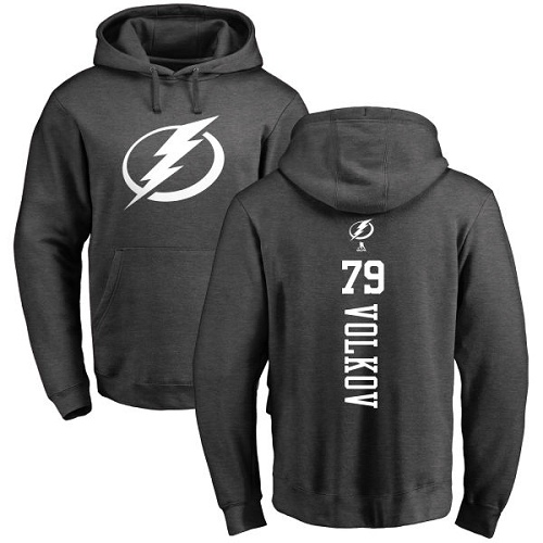 NHL Adidas Tampa Bay Lightning #79 Alexander Volkov Charcoal One Color Backer Pullover Hoodie
