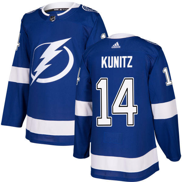 Men's Adidas Tampa Bay Lightning #14 Chris Kunitz Authentic Royal Blue Home NHL Jersey
