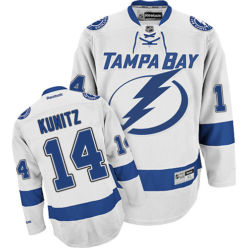 Men's Reebok Tampa Bay Lightning #14 Chris Kunitz Authentic White Away NHL Jersey