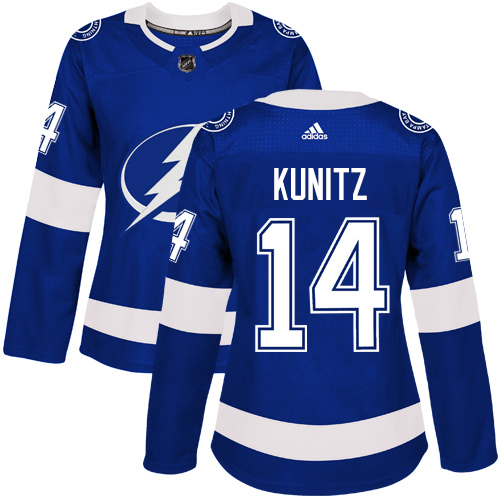 Women's Adidas Tampa Bay Lightning #14 Chris Kunitz Authentic Royal Blue Home NHL Jersey