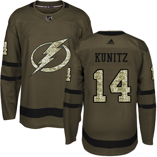 Youth Adidas Tampa Bay Lightning #14 Chris Kunitz Authentic Green Salute to Service NHL Jersey