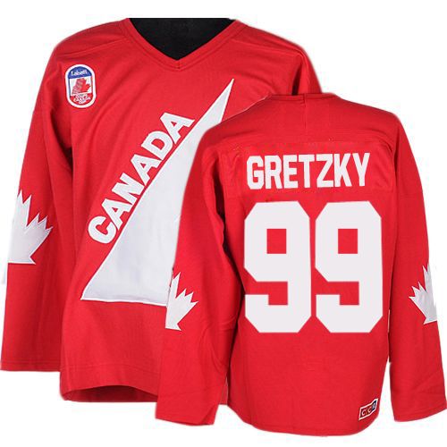 Men's CCM Team Canada #99 Wayne Gretzky Authentic Red 1991 Throwback Olympic Hockey Jersey