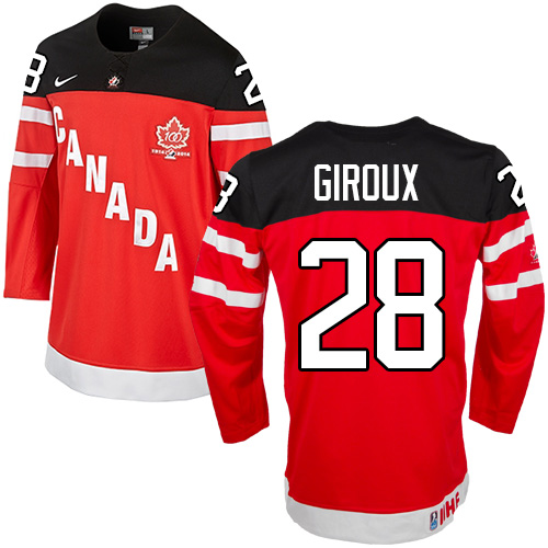 Men's Nike Team Canada #28 Claude Giroux Authentic Red 100th Anniversary Olympic Hockey Jersey
