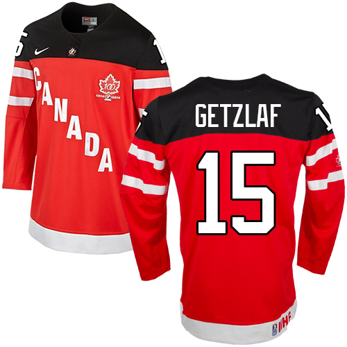 Men's Nike Team Canada #15 Ryan Getzlaf Authentic Red 100th Anniversary Olympic Hockey Jersey