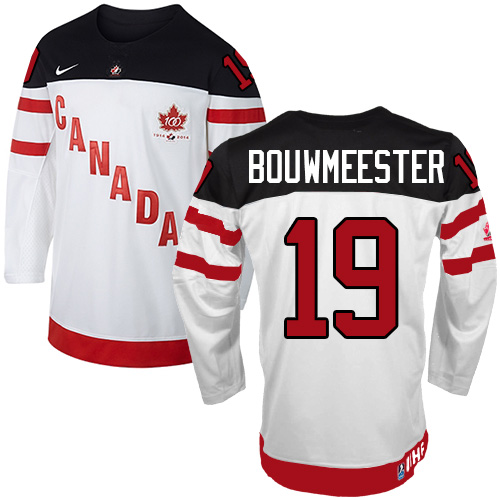 Men's Nike Team Canada #19 Jay Bouwmeester Premier White 100th Anniversary Olympic Hockey Jersey