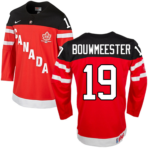 Men's Nike Team Canada #19 Jay Bouwmeester Premier Red 100th Anniversary Olympic Hockey Jersey