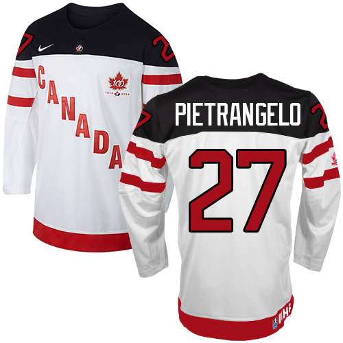 Men's Nike Team Canada #27 Alex Pietrangelo Authentic White 100th Anniversary Olympic Hockey Jersey