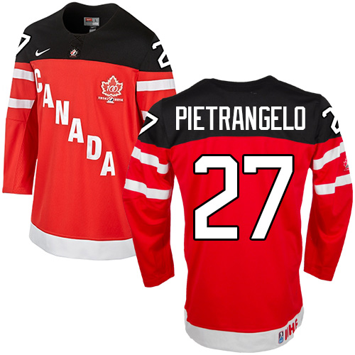 Men's Nike Team Canada #27 Alex Pietrangelo Authentic Red 100th Anniversary Olympic Hockey Jersey