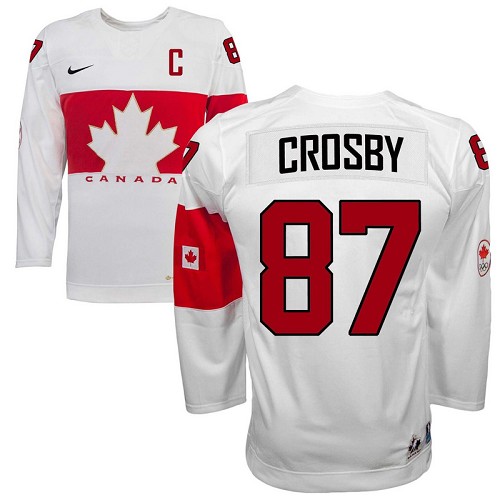 Men's Nike Team Canada #87 Sidney Crosby Authentic White Home 2014 Olympic Hockey Jersey
