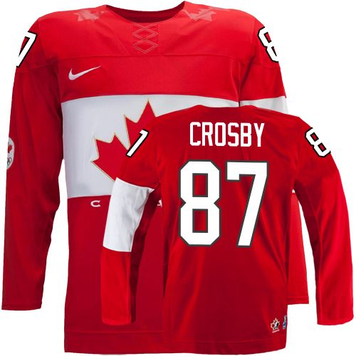 Men's Nike Team Canada #87 Sidney Crosby Authentic Red Away 2014 Olympic Hockey Jersey