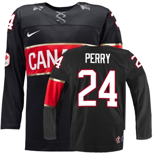 Men's Nike Team Canada #24 Corey Perry Authentic Black Third 2014 Olympic Hockey Jersey