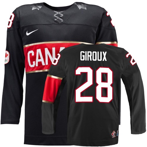 Men's Nike Team Canada #28 Claude Giroux Authentic Black Third 2014 Olympic Hockey Jersey