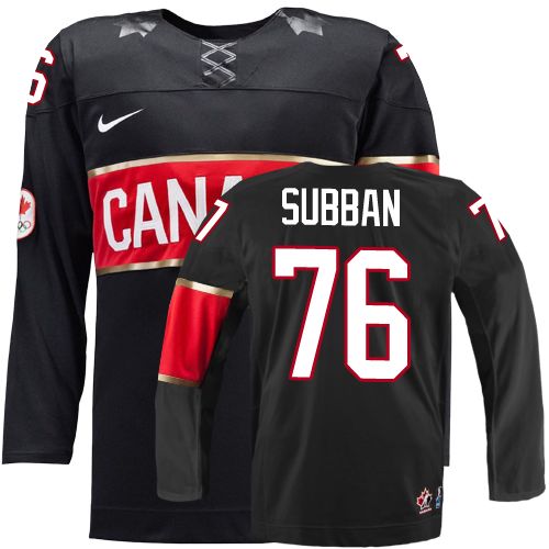 Men's Nike Team Canada #76 P.K Subban Authentic Black Third 2014 Olympic Hockey Jersey