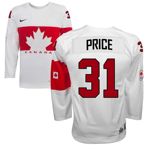 Men's Nike Team Canada #31 Carey Price Authentic White Home 2014 Olympic Hockey Jersey