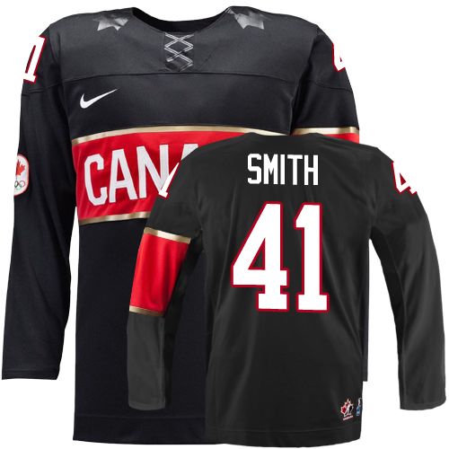 Men's Nike Team Canada #41 Mike Smith Authentic Black Third 2014 Olympic Hockey Jersey