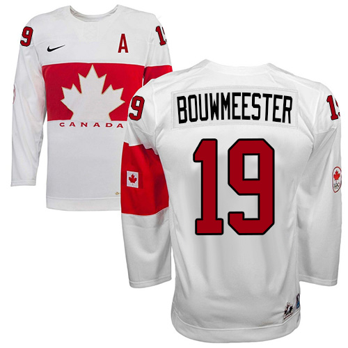 Men's Nike Team Canada #19 Jay Bouwmeester Authentic White Home 2014 Olympic Hockey Jersey