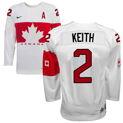 Men's Nike Team Canada #2 Duncan Keith Authentic White Home 2014 Olympic Hockey Jersey