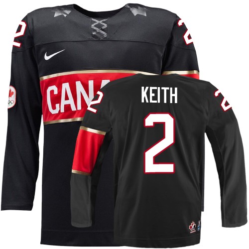 Men's Nike Team Canada #2 Duncan Keith Authentic Black Third 2014 Olympic Hockey Jersey