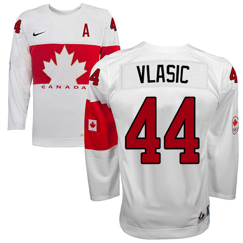 Men's Nike Team Canada #44 Marc-Edouard Vlasic Authentic White Home 2014 Olympic Hockey Jersey