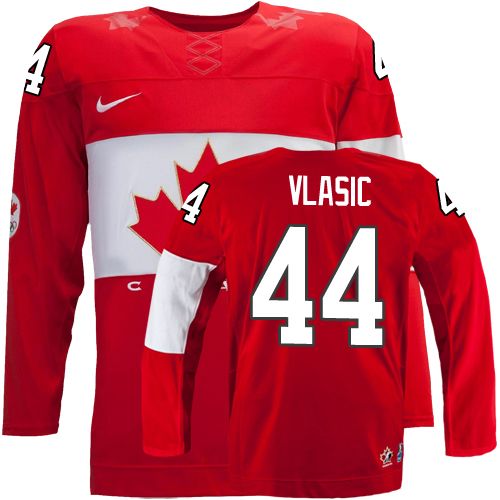 Men's Nike Team Canada #44 Marc-Edouard Vlasic Premier Red Away 2014 Olympic Hockey Jersey