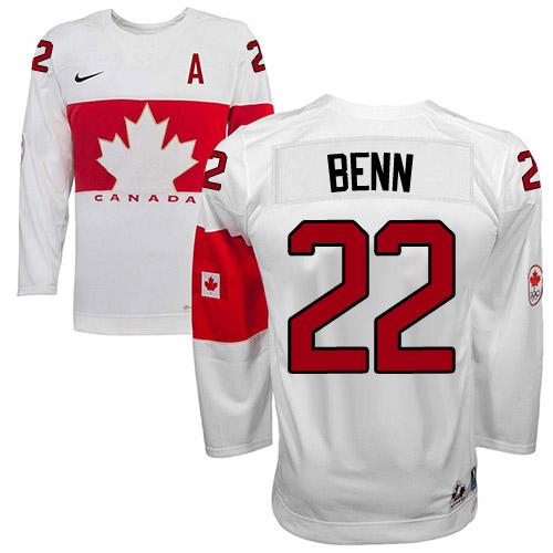 Men's Nike Team Canada #22 Jamie Benn Authentic White Home 2014 Olympic Hockey Jersey