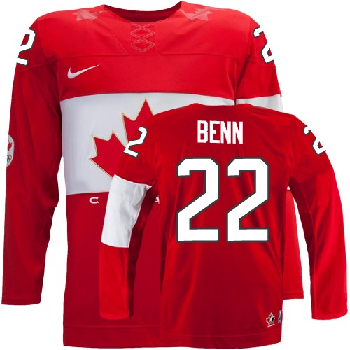 Men's Nike Team Canada #22 Jamie Benn Authentic Red Away 2014 Olympic Hockey Jersey