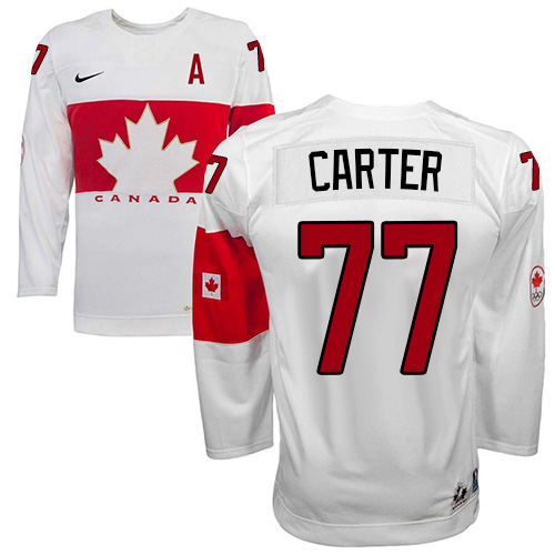 Men's Nike Team Canada #77 Jeff Carter Authentic White Home 2014 Olympic Hockey Jersey