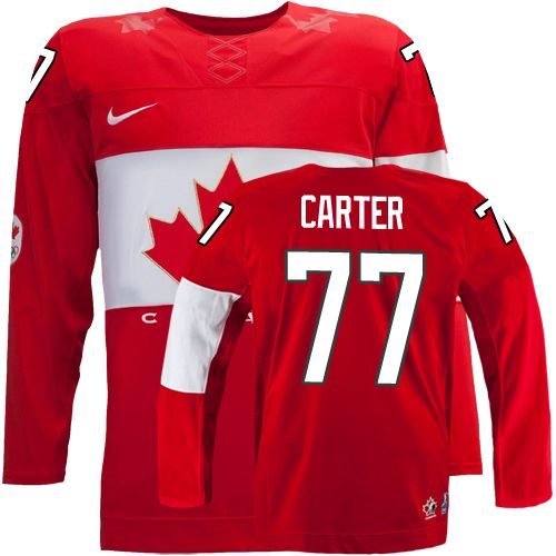 Men's Nike Team Canada #77 Jeff Carter Authentic Red Away 2014 Olympic Hockey Jersey