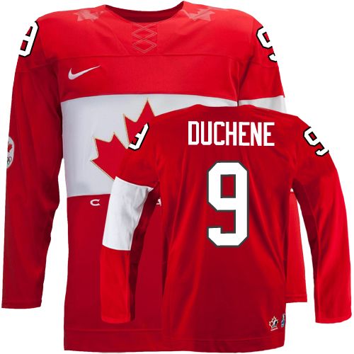 Men's Nike Team Canada #9 Matt Duchene Authentic Red Away 2014 Olympic Hockey Jersey