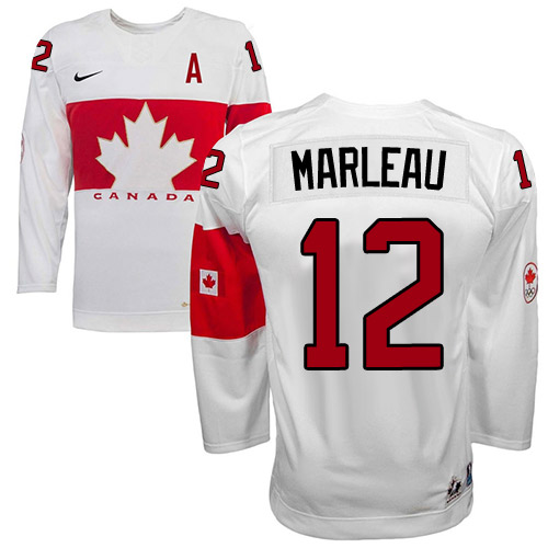 Men's Nike Team Canada #12 Patrick Marleau Authentic White Home 2014 Olympic Hockey Jersey