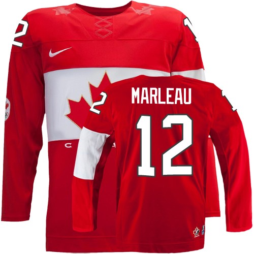Men's Nike Team Canada #12 Patrick Marleau Authentic Red Away 2014 Olympic Hockey Jersey