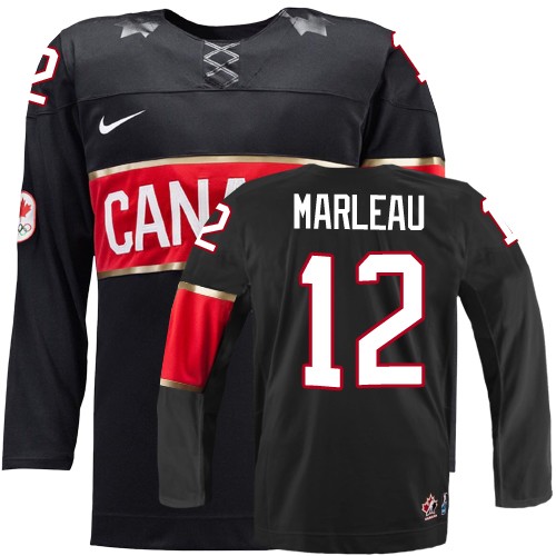 Men's Nike Team Canada #12 Patrick Marleau Authentic Black Third 2014 Olympic Hockey Jersey