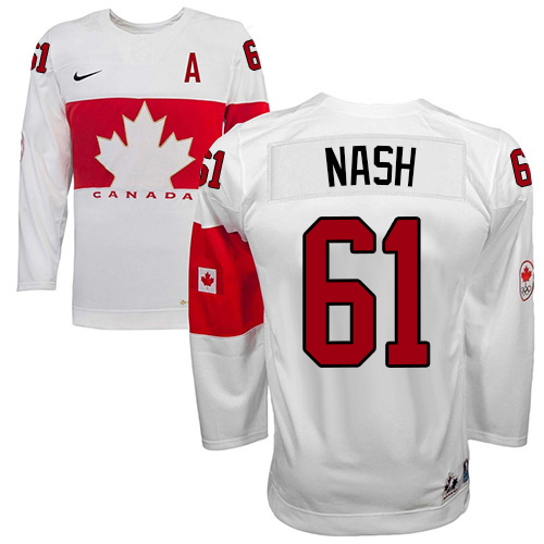 Men's Nike Team Canada #61 Rick Nash Authentic White Home 2014 Olympic Hockey Jersey