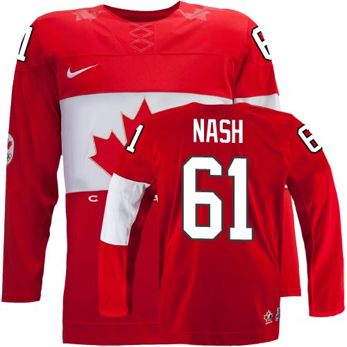 Men's Nike Team Canada #61 Rick Nash Authentic Red Away 2014 Olympic Hockey Jersey