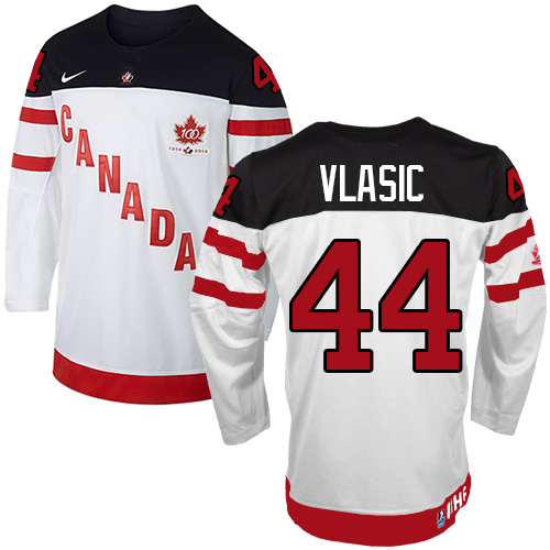 Men's Nike Team Canada #44 Marc-Edouard Vlasic Authentic White 100th Anniversary Olympic Hockey Jersey