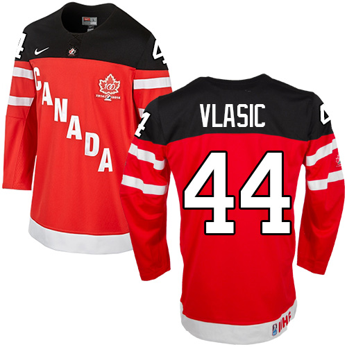 Men's Nike Team Canada #44 Marc-Edouard Vlasic Premier Red 100th Anniversary Olympic Hockey Jersey