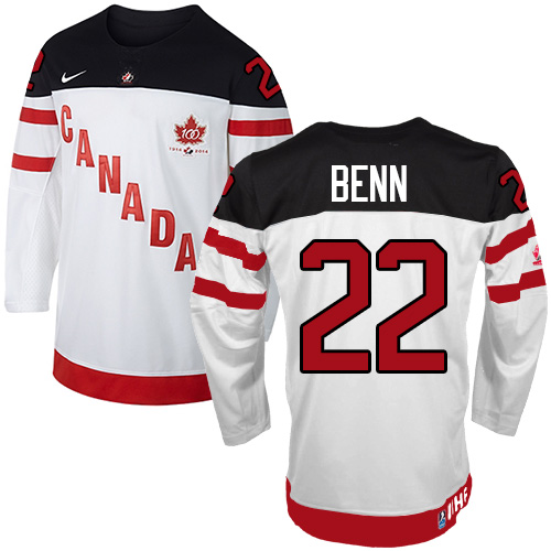 Men's Nike Team Canada #22 Jamie Benn Authentic White 100th Anniversary Olympic Hockey Jersey
