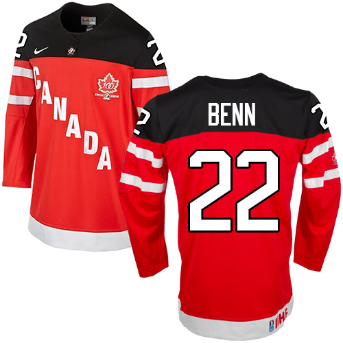 Men's Nike Team Canada #22 Jamie Benn Authentic Red 100th Anniversary Olympic Hockey Jersey