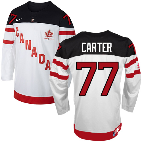 Men's Nike Team Canada #77 Jeff Carter Authentic White 100th Anniversary Olympic Hockey Jersey