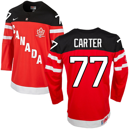 Men's Nike Team Canada #77 Jeff Carter Authentic Red 100th Anniversary Olympic Hockey Jersey