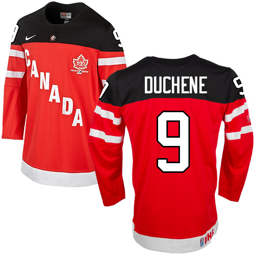 Men's Nike Team Canada #9 Matt Duchene Authentic Red 100th Anniversary Olympic Hockey Jersey