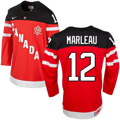 Men's Nike Team Canada #12 Patrick Marleau Authentic Red 100th Anniversary Olympic Hockey Jersey
