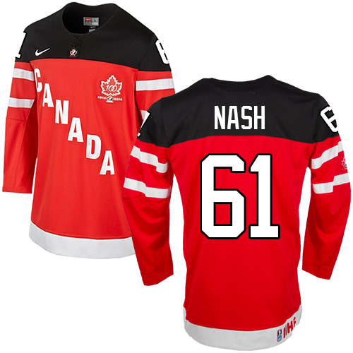 Men's Nike Team Canada #61 Rick Nash Authentic Red 100th Anniversary Olympic Hockey Jersey