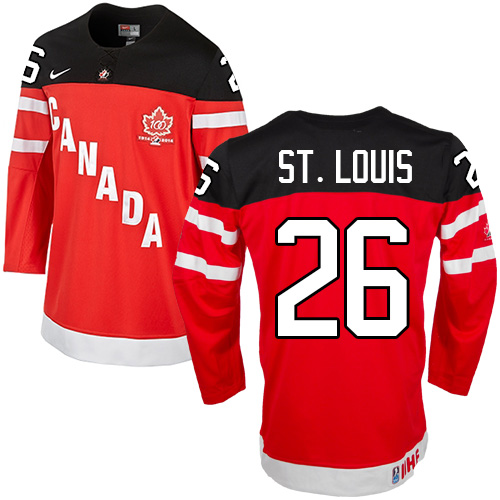 Men's Nike Team Canada #26 Martin St. Louis Authentic Red 100th Anniversary Olympic Hockey Jersey