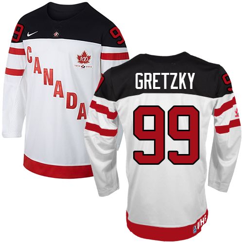 Men's Nike Team Canada #99 Wayne Gretzky Authentic White 100th Anniversary Olympic Hockey Jersey