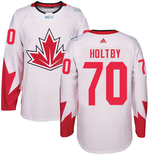 Men's Adidas Team Canada #70 Braden Holtby Authentic White Home 2016 World Cup Hockey Jersey