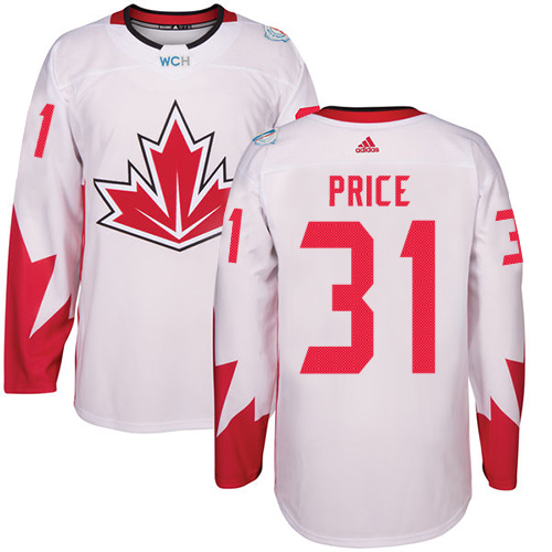 Men's Adidas Team Canada #31 Carey Price Premier White Home 2016 World Cup Hockey Jersey