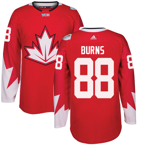 Men's Adidas Team Canada #88 Brent Burns Authentic Red Away 2016 World Cup Hockey Jersey